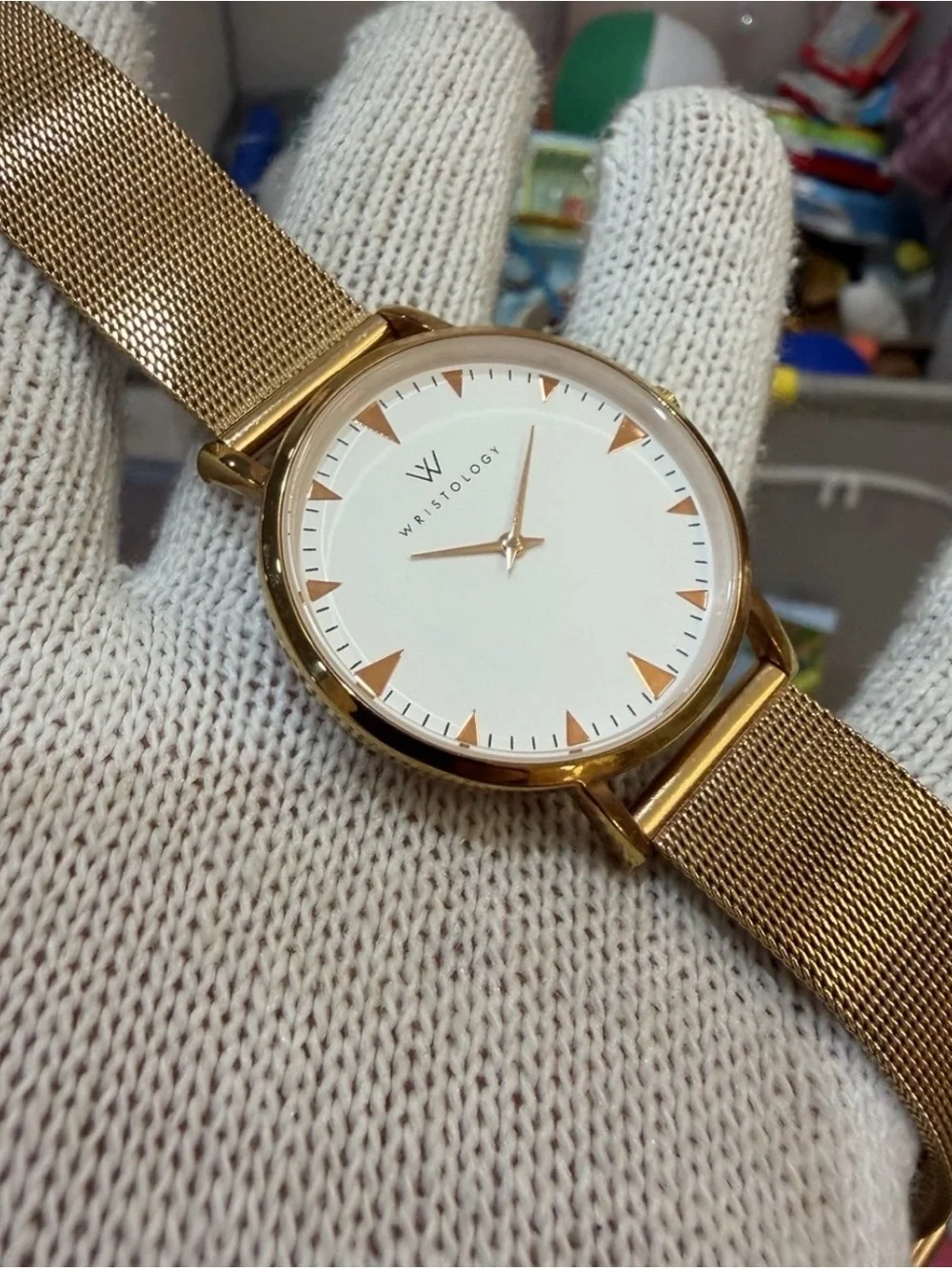 Wristology Stella Unisex Rose Gold Mesh Watch 38mm White Dial Boyfriend Style QC